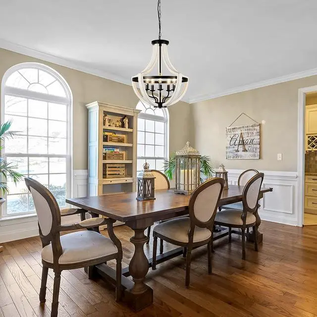 Alt view image 7 of 7 - Modern White Solid Wood Chandeliers