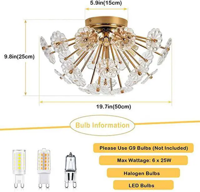 Alt view image 2 of 7 - Gold Flush Mount Ceiling Light