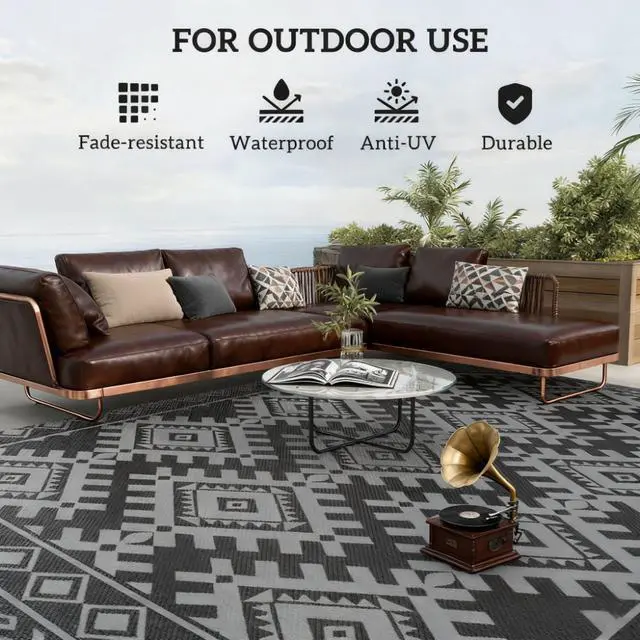 Alt view image 4 of 7 - Portable Outside Camping Area Carpet Mat,Reversible Rug,Outdoor Rug for Patio for Decor