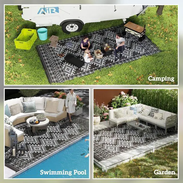 Alt view image 6 of 7 - Portable Outside Camping Area Carpet Mat,Reversible Rug,Outdoor Rug for Patio for Decor