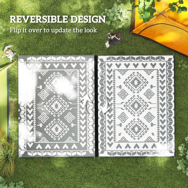 Alt view image 5 of 7 - Outdoor Rug for Patio for Decor,Portable Outside Camping Area Carpet Mat,Reversible Rug