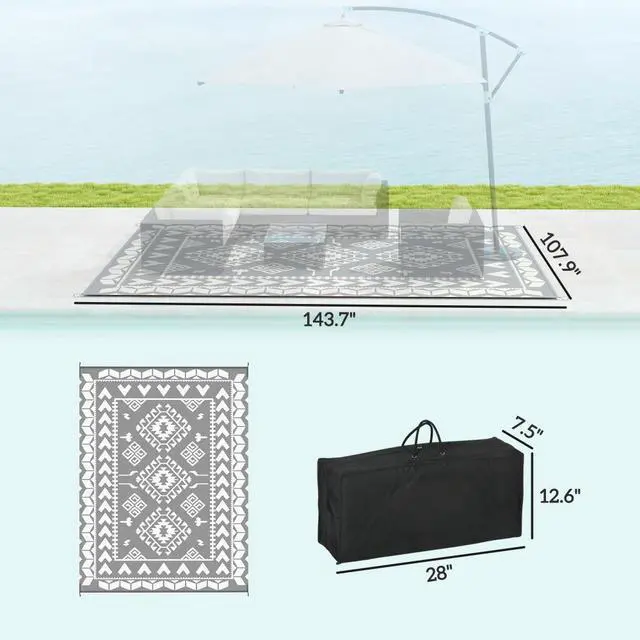 Alt view image 3 of 7 - Outdoor Rug for Patio for Decor,Portable Outside Camping Area Carpet Mat,Reversible Rug