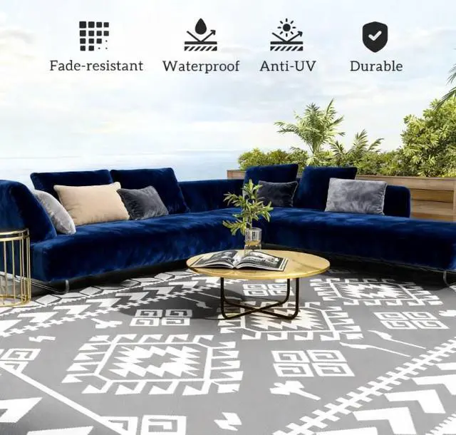 Alt view image 4 of 7 - Outdoor Rug for Patio for Decor,Portable Outside Camping Area Carpet Mat,Reversible Rug
