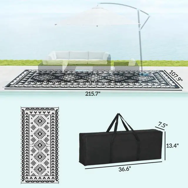 Alt view image 3 of 7 - Outdoor Rug for Patio for Decor,Portable Outside Camping Area Carpet Mat,Reversible Rug,for Indoor and Outdoor