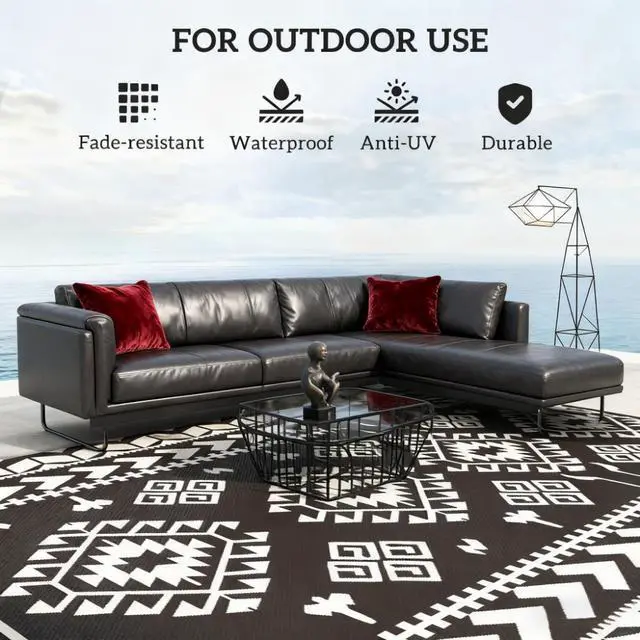 Alt view image 4 of 7 - Outdoor Rug for Patio for Decor,Portable Outside Camping Area Carpet Mat,Reversible Rug,for Indoor and Outdoor