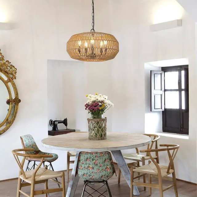 Alt view image 5 of 7 - Farmhouse Rattan Pendant Lights