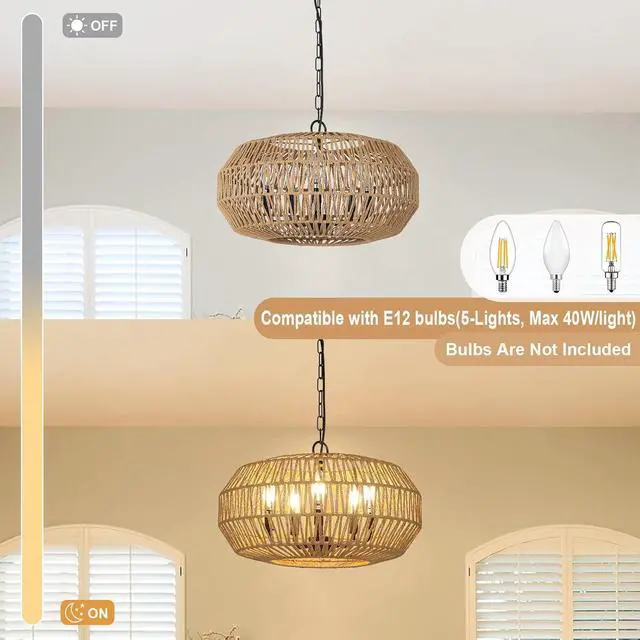 Alt view image 6 of 7 - Farmhouse Rattan Pendant Lights
