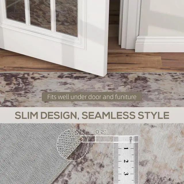 Alt view image 2 of 7 - Machine Washable Area Rug 4x6, Non-Slip Modern Abstract Floor Cover Foldable Carpet for Living Room, Bedroom, Dining Room, Mixed-Brown