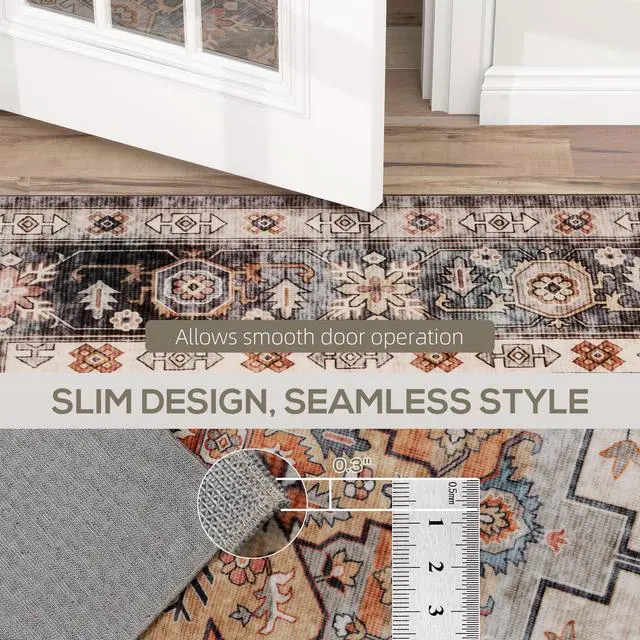Alt view image 2 of 7 - Area Rug 4x6, Non-Slip Machine Washable Rug, Boho Print Pattern Medallion Carpet for Living Room, Bedroom, Dining Room, Tawny Brown