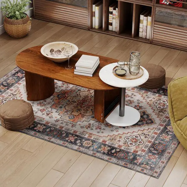 Alt view image 5 of 7 - Area Rug 4x6, Non-Slip Machine Washable Rug, Boho Print Pattern Medallion Carpet for Living Room, Bedroom, Dining Room, Tawny Brown