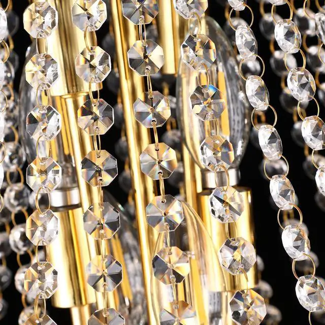 Alt view image 6 of 7 - 22-inch Gold Crystal Chandelier, 12-Light French Empire Style Ceiling Light with Led Bulbs, 3000K Warm Light, Ideal for Dining Room, Bedroom, and Living Room