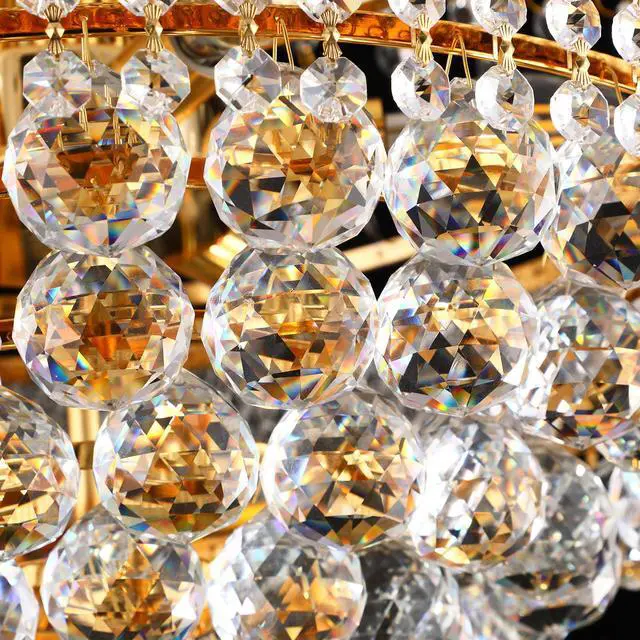 Alt view image 2 of 7 - 22-inch Gold Crystal Chandelier, 12-Light French Empire Style Ceiling Light with Led Bulbs, 3000K Warm Light, Ideal for Dining Room, Bedroom, and Living Room