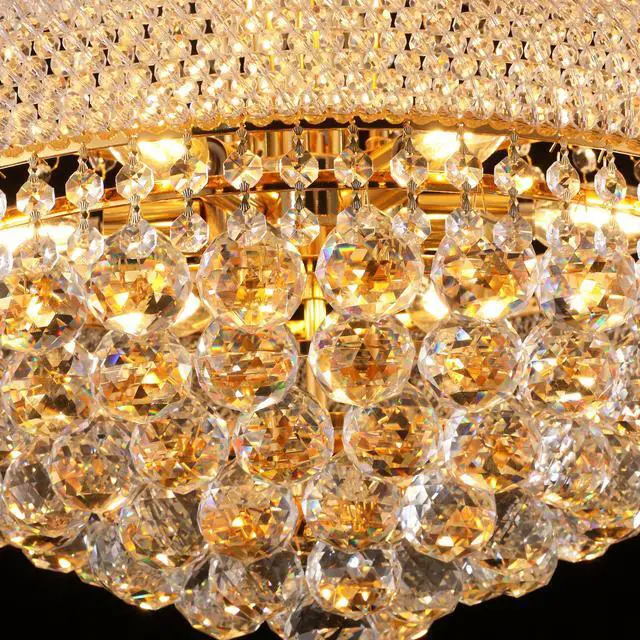 Alt view image 4 of 7 - 22-inch Gold Crystal Chandelier, 12-Light French Empire Style Ceiling Light with Led Bulbs, 3000K Warm Light, Ideal for Dining Room, Bedroom, and Living Room