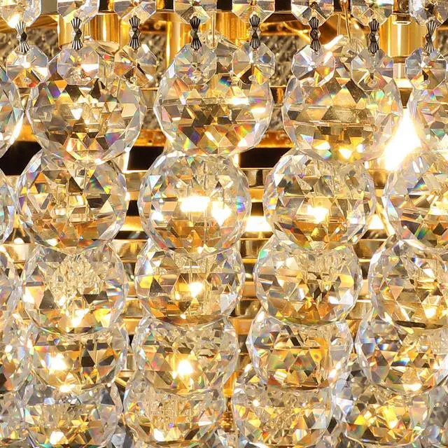 Alt view image 2 of 7 - 28-inch Gold Crystal Chandelier, 15-Light French Empire Ceiling Light with Led Bulbs, 3000K Warm Light, Perfect for Dining Room, Bedroom, and Living Room