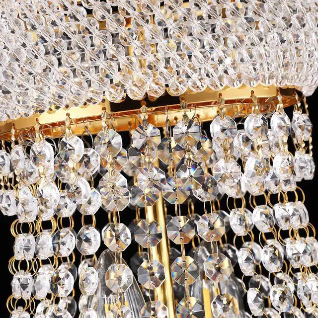 Alt view image 3 of 7 - 22-inch Gold Crystal Chandelier, 12-Light French Empire Style Ceiling Light with Led Bulbs, 3000K Warm Light, Ideal for Dining Room, Bedroom, and Living Room