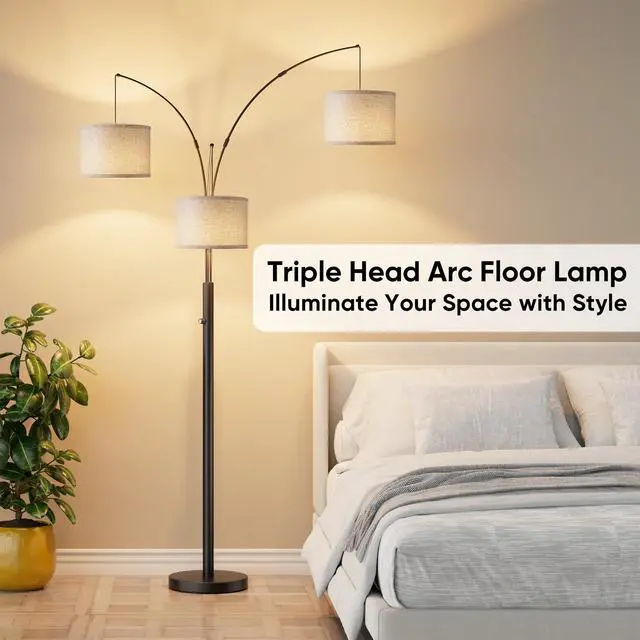 Alt view image 2 of 7 - Three-Color Temperature & Dimmable Three-Head Floor Lamp: Create A Cozy Home Lighting Ambiance