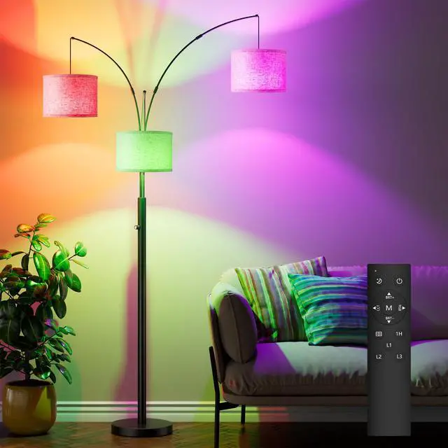 Alt view image 4 of 7 - Three-Color Temperature & Dimmable Three-Head Floor Lamp: Create A Cozy Home Lighting Ambiance
