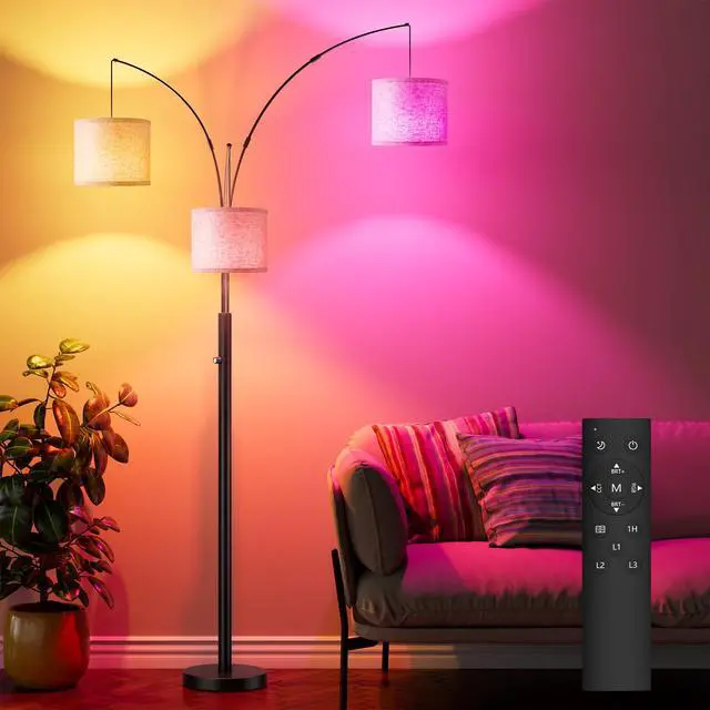 Alt view image 6 of 7 - Three-Color Temperature & Dimmable Three-Head Floor Lamp: Create A Cozy Home Lighting Ambiance