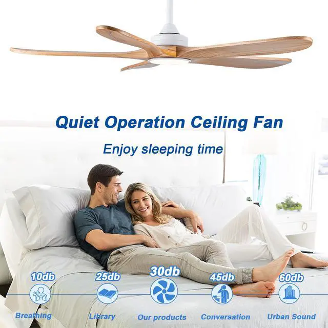 Alt view image 3 of 7 - 52 inch Ceiling Fans with Lights and Remote Control, Reversible, 5Wood Blades, 6 Speeds, 3Cct Dimmable, Noiseless, indoor/Outdoor Nature Wood Ceiling Fan