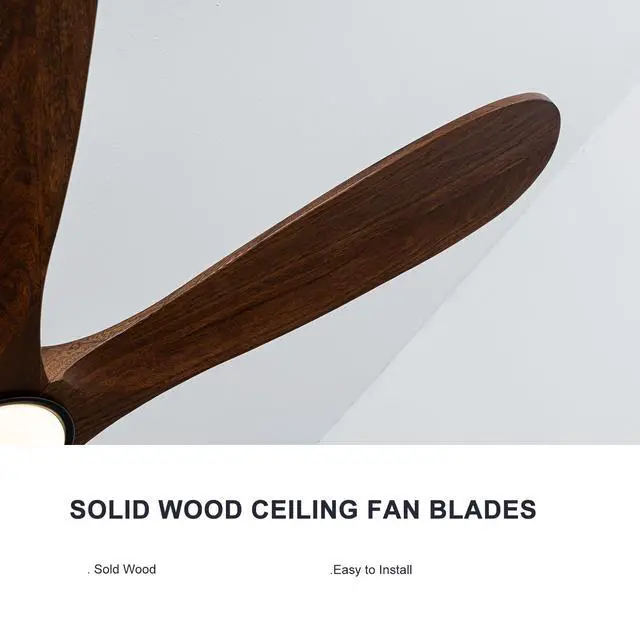 Alt view image 5 of 7 - 52 inch Solid Wood Ceiling Fan with Lights 6 Speed Reversible Dc Motor Modern for Patios, Living Room, Bedroom, Porch