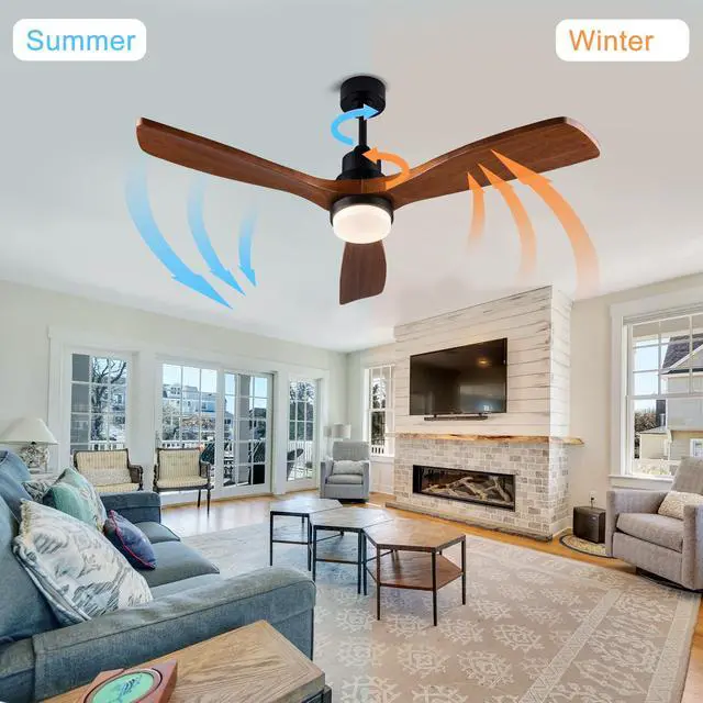 Alt view image 4 of 7 - 52 inch Ceiling Fan with Lights and Remote Control, Reversible, 3 Wood Blades, 6 Speeds, 3Cct Dimmable, Noiseless, indoor/Outdoor Black Walnut Ceiling Fan for Bedroom Living Room Gazebo Patio