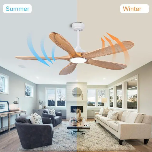 Alt view image 5 of 7 - 52 inch Ceiling Fans with Lights and Remote Control, Reversible, 5Wood Blades, 6 Speeds, 3Cct Dimmable, Noiseless, indoor/Outdoor Nature Wood Ceiling Fan