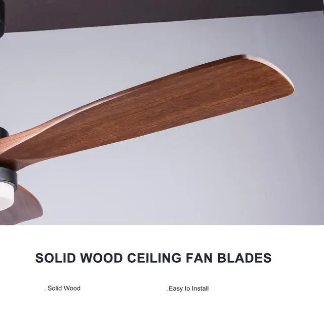 Alt view image 7 of 7 - 52 inch Ceiling Fan with Lights and Remote Control, Reversible, 3 Wood Blades, 6 Speeds, 3Cct Dimmable, Noiseless, indoor/Outdoor Black Walnut Ceiling Fan for Bedroom Living Room Gazebo Patio