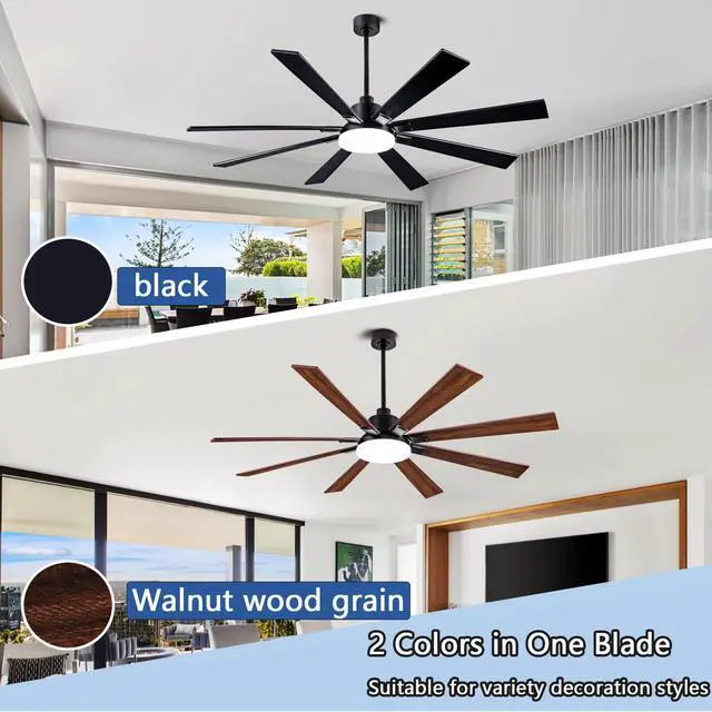 Alt view image 2 of 7 - 72 inch Ceiling Fan with Lights and Remote ,indoor/Outdoor Ceiling Fan with Quiet Reversible Dc Motor,6 Speeds,8 Blades Large Ceiling Fan for Living Room Bedroom Patio