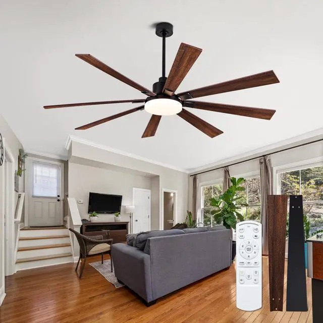 Main image of 72 inch Ceiling Fan with Lights and Remote ,indoor/Outdoor Ceiling Fan with Quiet Reversible Dc Motor,6 Speeds,8 Blades Large Ceiling Fan for Living Room Bedroom Patio