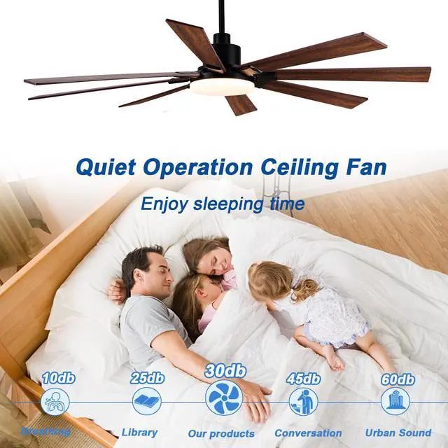 Alt view image 3 of 7 - 72 inch Ceiling Fan with Lights and Remote ,indoor/Outdoor Ceiling Fan with Quiet Reversible Dc Motor,6 Speeds,8 Blades Large Ceiling Fan for Living Room Bedroom Patio
