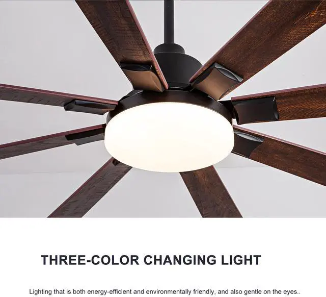 Alt view image 6 of 7 - 72 inch Ceiling Fan with Lights and Remote ,indoor/Outdoor Ceiling Fan with Quiet Reversible Dc Motor,6 Speeds,8 Blades Large Ceiling Fan for Living Room Bedroom Patio