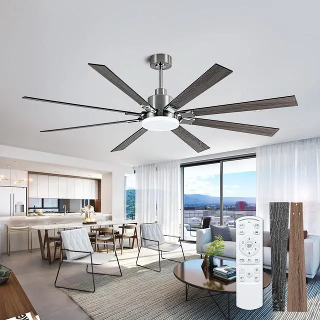 Main image of Ceiling Fans with Lights, 72 inch Ceiling Fan with Remote ,3 Cct Dimmable Light,Noiseless Reversible Dc Motor,8 Blades indoor/Outdoor Ceiling Fans for Bedroom,Farmhouse,Patio