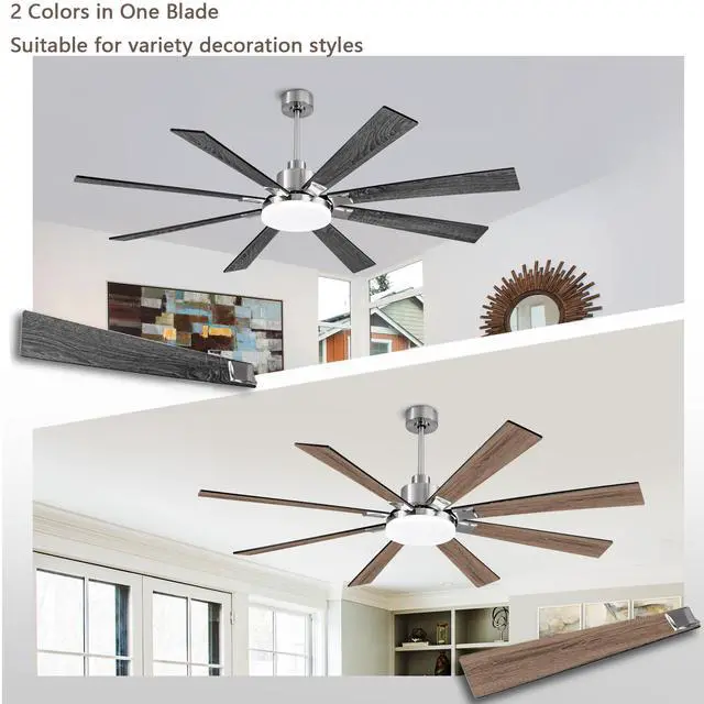Alt view image 2 of 7 - Ceiling Fans with Lights, 72 inch Ceiling Fan with Remote ,3 Cct Dimmable Light,Noiseless Reversible Dc Motor,8 Blades indoor/Outdoor Ceiling Fans for Bedroom,Farmhouse,Patio