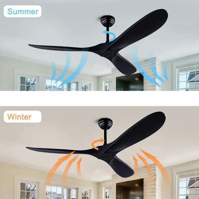 Alt view image 4 of 7 - 52 inch Black Abs Ceiling Fan with Remote Standard Mount No Lights for Garage,Patio, Porch, Garage, Or Living Room
