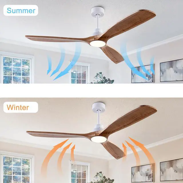 Alt view image 4 of 7 - 52" Natural Wood Ceiling Fan with 6 Speed Noiseless Reversible Dc Motor, indoor 3 Blade Wood Ceiling Fan for Farmhouse Bedroom Living Room Gazebo Patio