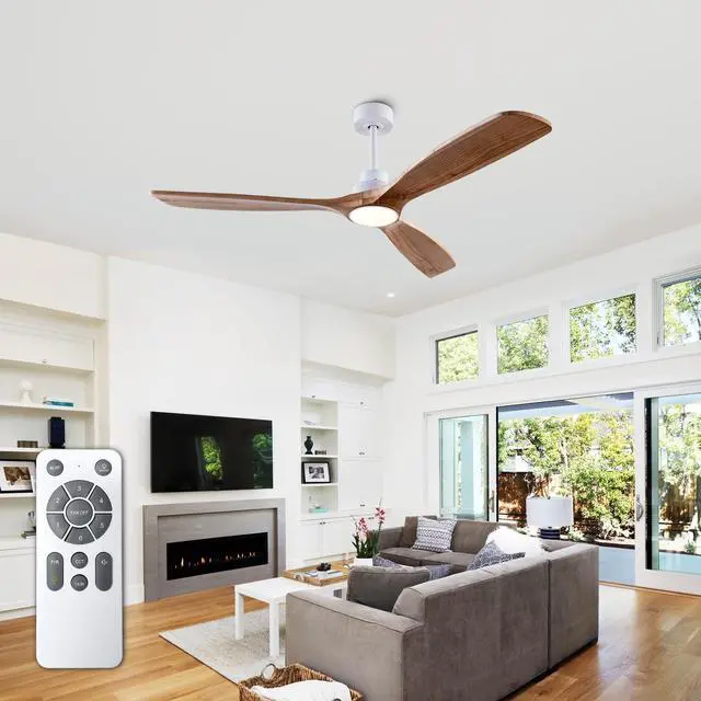 Main image of 52" Natural Wood Ceiling Fan with 6 Speed Noiseless Reversible Dc Motor, indoor 3 Blade Wood Ceiling Fan for Farmhouse Bedroom Living Room Gazebo Patio