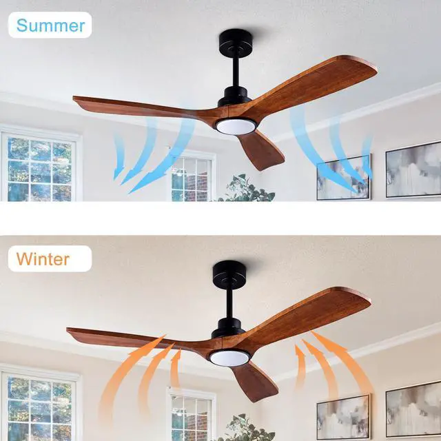 Alt view image 3 of 7 - Ceiling Fans with Lights and Remote 52'' Outdoor Ceiling Fan with 6 Speed Noiseless Reversible Dc Motor, indoor 3 Blade Wood Ceiling Fan for Farmhouse Bedroom Living Room Gazebo Patio Black