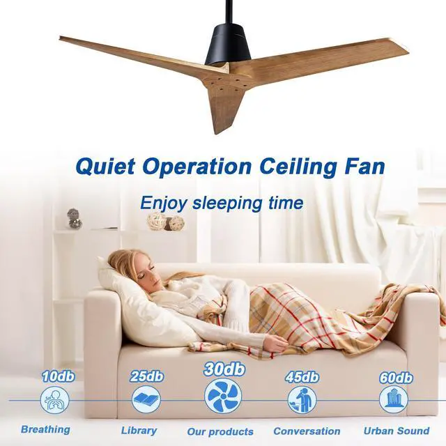 Alt view image 5 of 7 - 52inch Ceiling Fan with Remote Control, indoor Or Outdoor Fan, No Light , Reversible Dc Motor, 3 Blade High Cfm