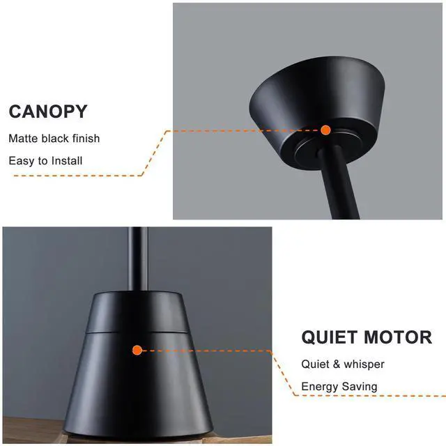 Alt view image 6 of 7 - 52inch Ceiling Fan with Remote Control, indoor Or Outdoor Fan, No Light , Reversible Dc Motor, 3 Blade High Cfm