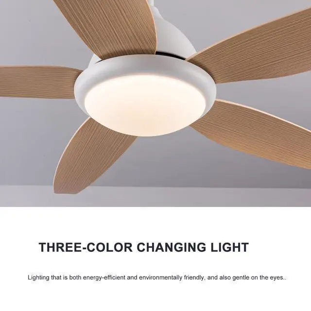 Alt view image 7 of 7 - White Outdoor Ceiling Fan, 56 in Ceiling Fan Lights with Remote Control, 5 Abs Blades, 6 Speed Reversible Dc Motor Modern for Patios, Living Room, Bedroom, Porch