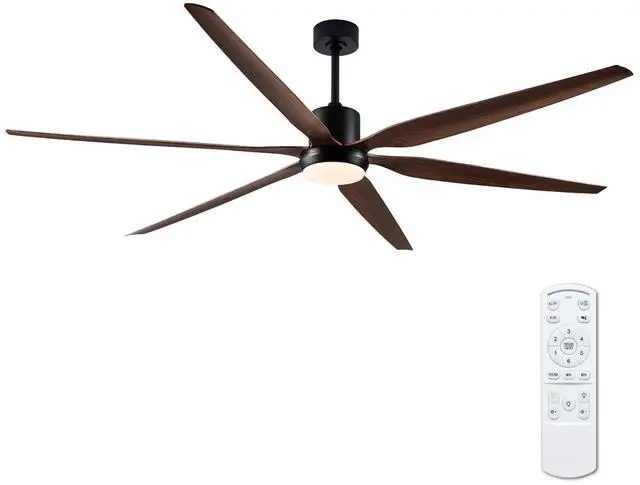 Main image of 66" Farmhouse Rustic indoor Outdoor Ceiling Fan 6 Blade Remote Control Matte Black Finish 6 Wood Grain Blades Bedroom Patio Living Room Kitchen Porch Damp Rated Decorative Dc Motor