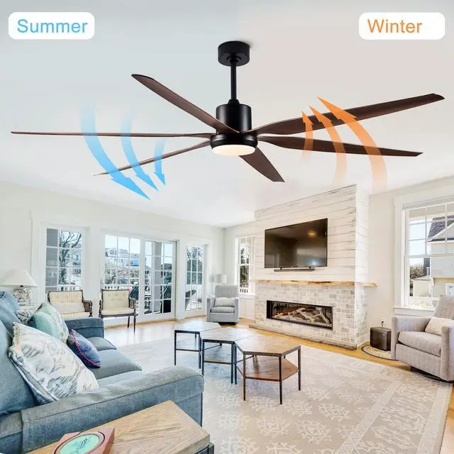 Alt view image 3 of 7 - 66" Farmhouse Rustic indoor Outdoor Ceiling Fan 6 Blade Remote Control Matte Black Finish 6 Wood Grain Blades Bedroom Patio Living Room Kitchen Porch Damp Rated Decorative Dc Motor