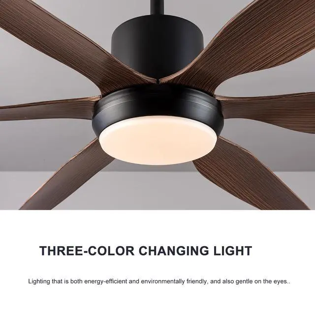 Alt view image 5 of 7 - 66" Farmhouse Rustic indoor Outdoor Ceiling Fan 6 Blade Remote Control Matte Black Finish 6 Wood Grain Blades Bedroom Patio Living Room Kitchen Porch Damp Rated Decorative Dc Motor