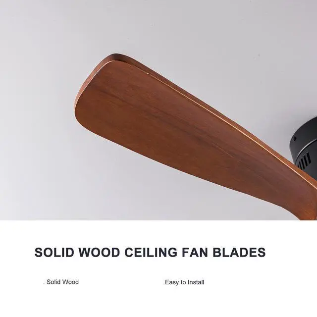 Alt view image 5 of 7 - Dimmable 52 inch Wood Ceiling Fans with Lights and Remote Control - Low Profile Outdoor Ceiling Fan 3 Blades Fans for Patios Bedroom Ceiling Fan with Lights for Living Room Porch