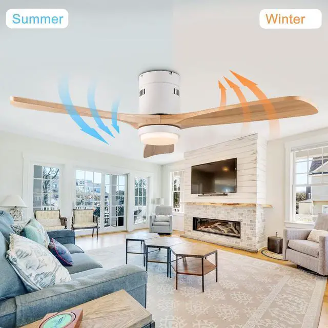 Alt view image 5 of 7 - 52 inch Low Profile Ceiling Fan with Light and Remote Control, Flush Mount, Reversible, 3Cct, Dimmable, Noiseless, Ceiling Fan for Bedroom, indoor/Outdoor Use