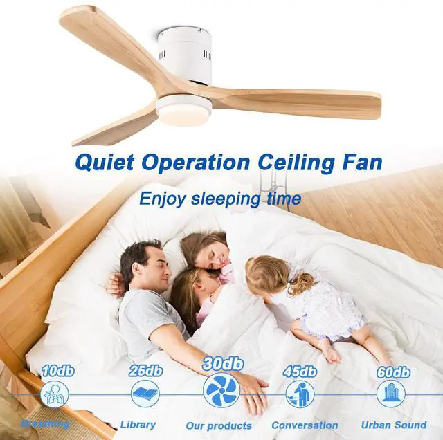 Alt view image 6 of 7 - 52 inch Low Profile Ceiling Fan with Light and Remote Control, Flush Mount, Reversible, 3Cct, Dimmable, Noiseless, Ceiling Fan for Bedroom, indoor/Outdoor Use