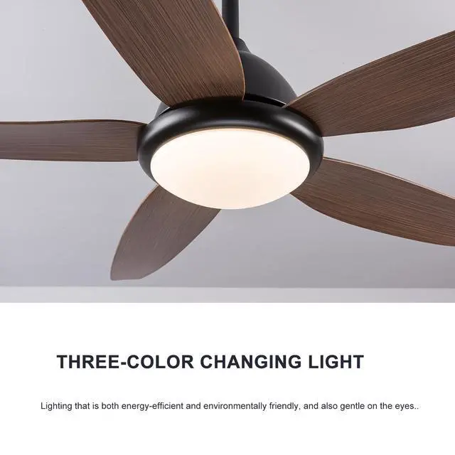 Alt view image 4 of 7 - Ceiling Fan with Lamps, 56inch Ceiling Fans with Remote Control, 5Blades, 6 Speed Reversible Dc Motor Modern for Patios, Living Room, Bedroom, Porch