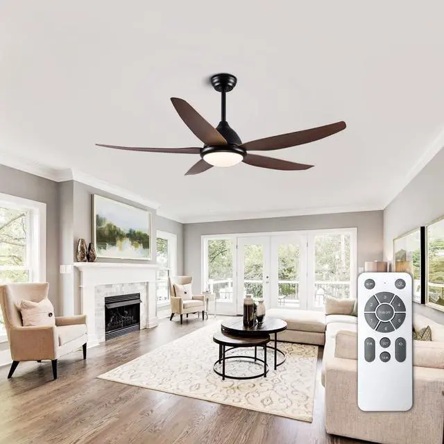 Main image of Ceiling Fan with Lamps, 56inch Ceiling Fans with Remote Control, 5Blades, 6 Speed Reversible Dc Motor Modern for Patios, Living Room, Bedroom, Porch