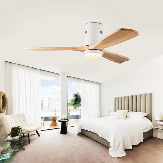 Alt view image 7 of 7 - 52 inch Low Profile Ceiling Fan with Light and Remote Control, Flush Mount, Reversible, 3Cct, Dimmable, Noiseless, Ceiling Fan for Bedroom, indoor/Outdoor Use