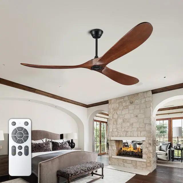 Main image of Natural Wood Ceiling Fan with Remote , 52 in Ceiling Fan 3 Blades, 6 Speed Reversible Dc Motor Modern for Patios, Living Room, Bedroom, Porch